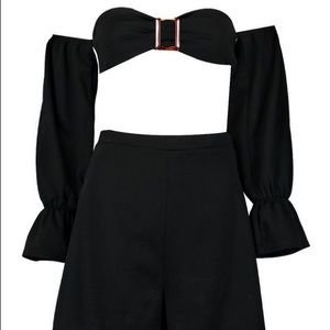 Bardot crop top long sleeve